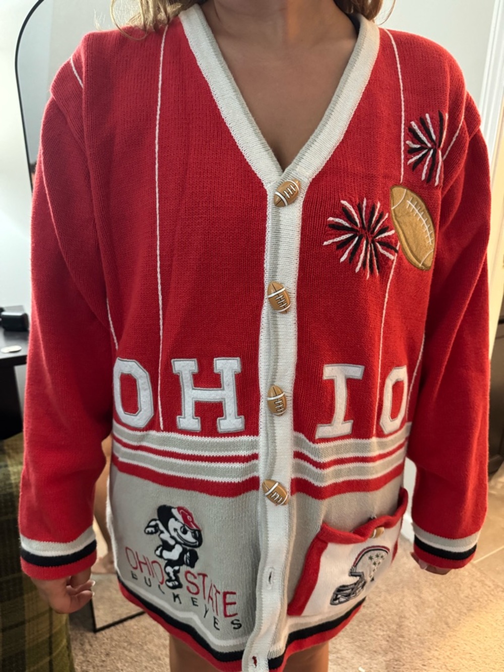 Ohio State Buckeyes Red & White Team Cardigan